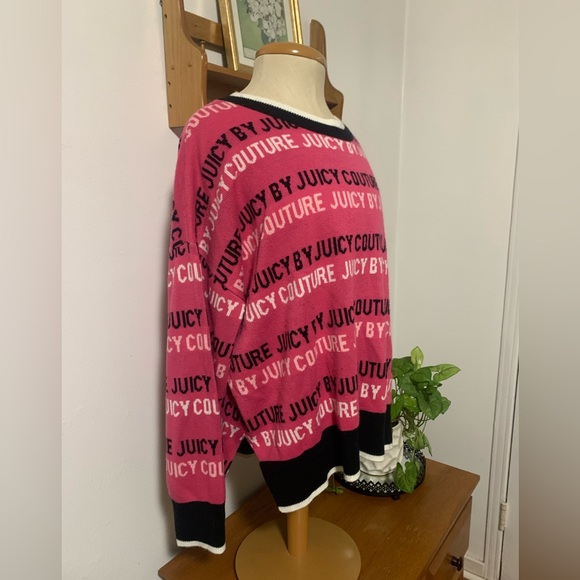 Juicy By Juicy Couture Crew Neck Long Sleeve Pink Cozy Logo Pullover Sweater 1X - Picture 5 of 13